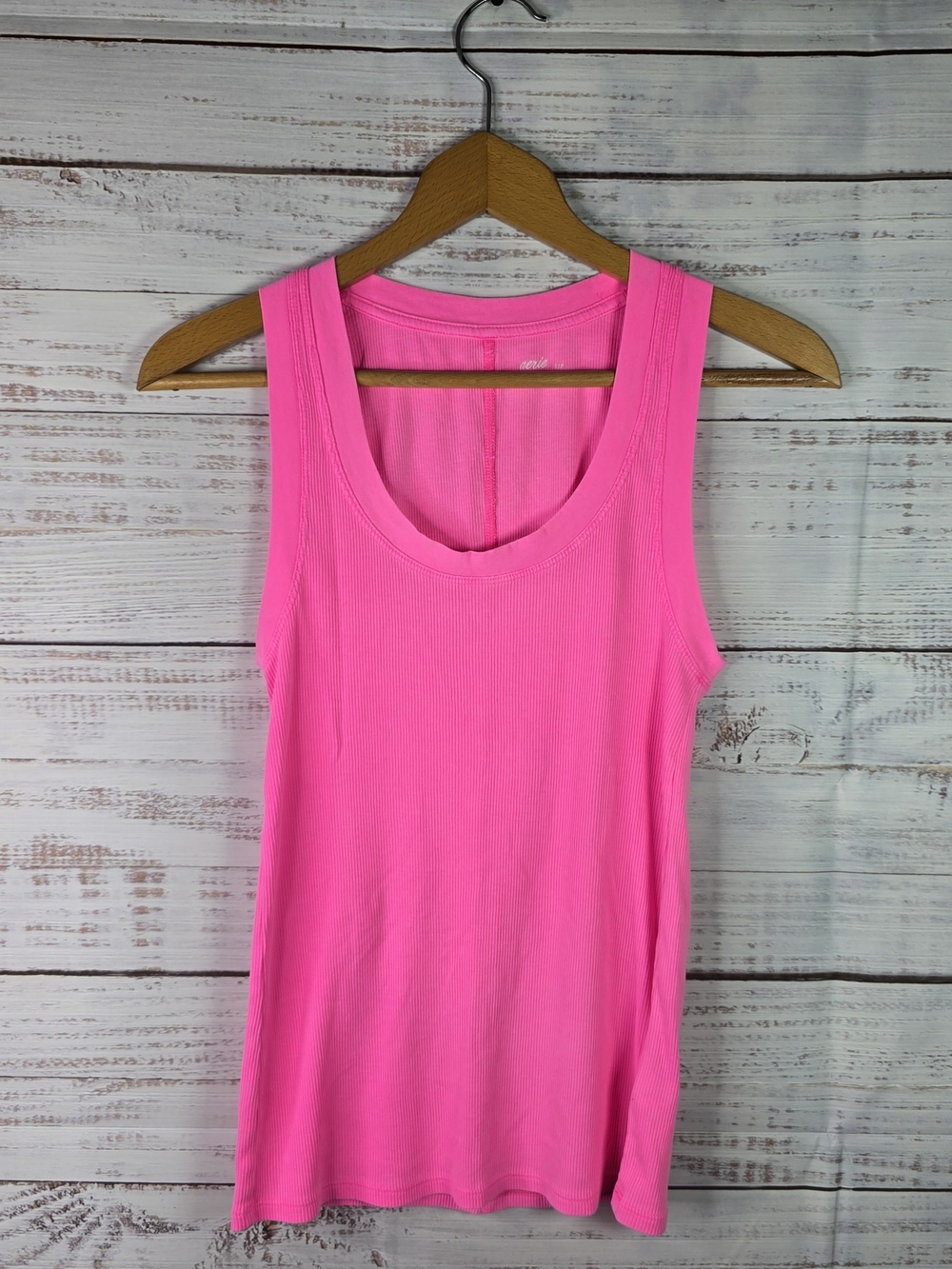 Aerie Hot Pink Ribbed Scoop Neck Tank Top Size Small